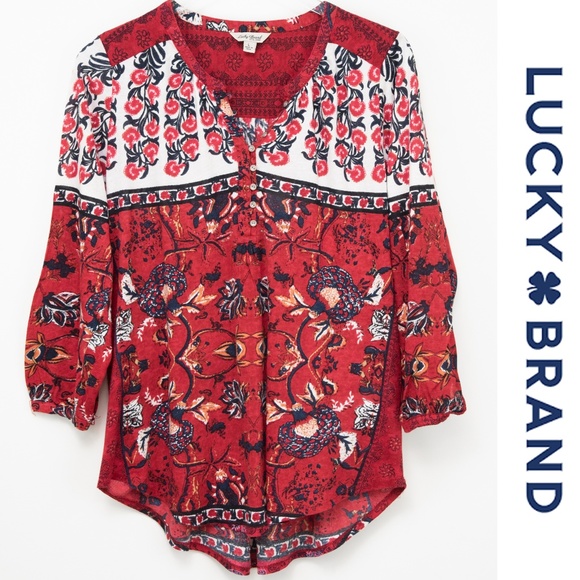 lucky brand red blouse